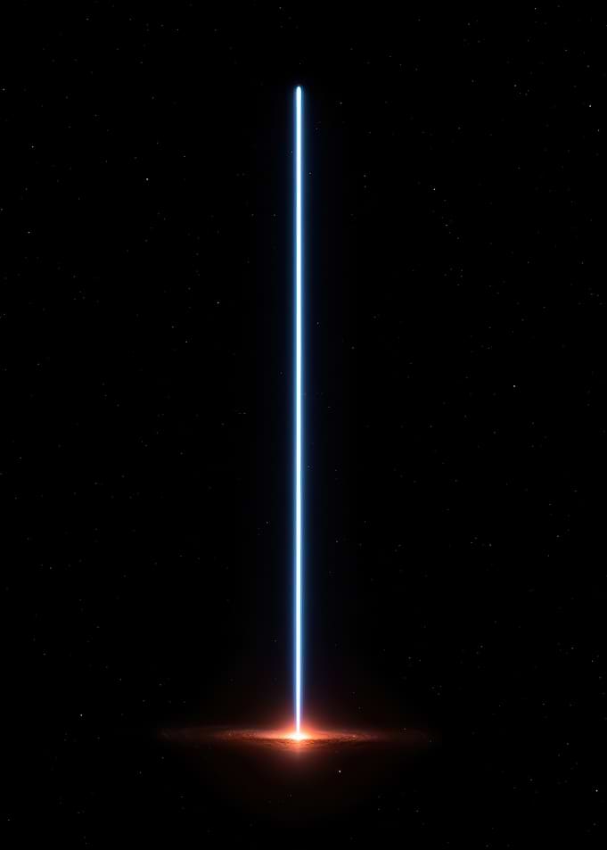 Quasar Jet Outburst Blue Laser Beam in Space