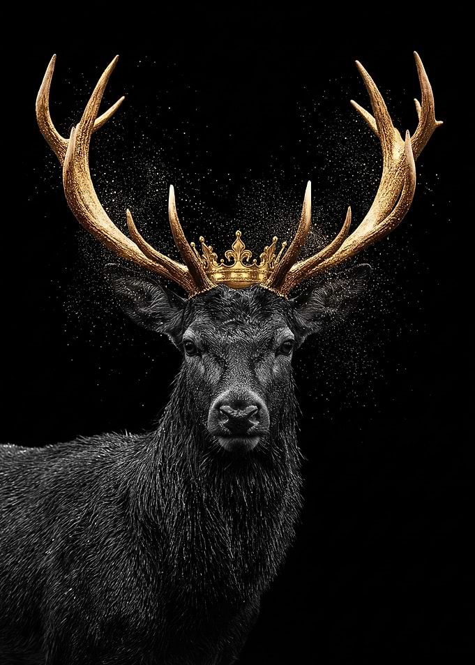 Majestic Deer with Golden Crown