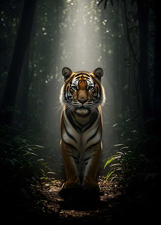 Tiger in a Misty Forest