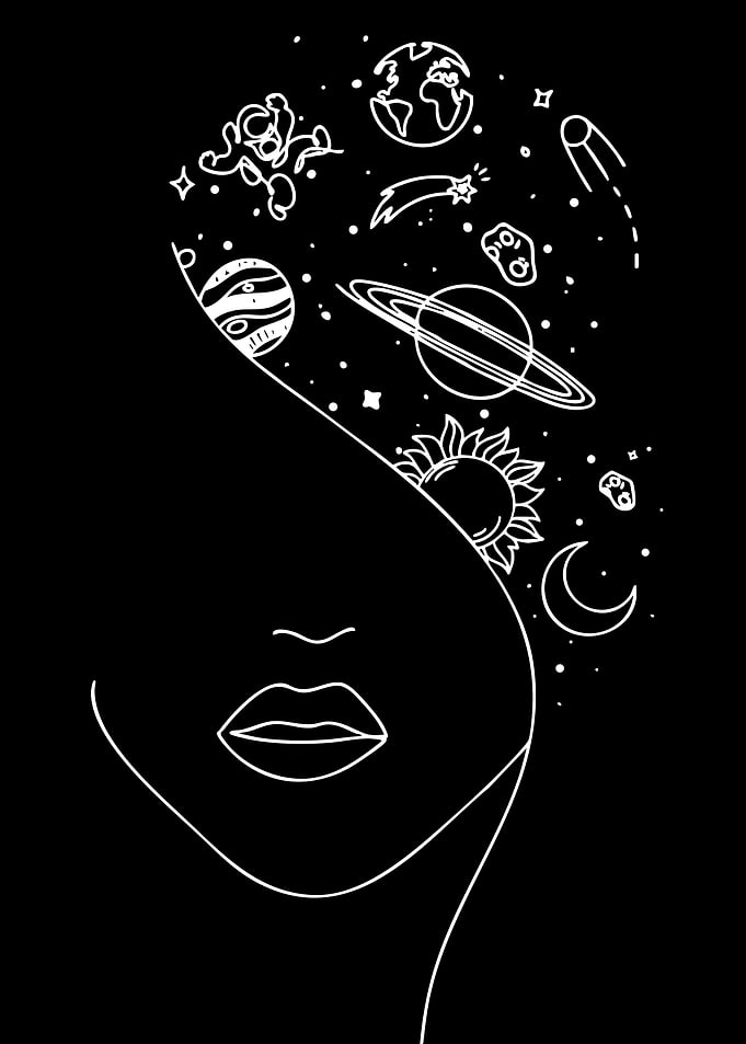 Cosmic Mind Woman Line Art