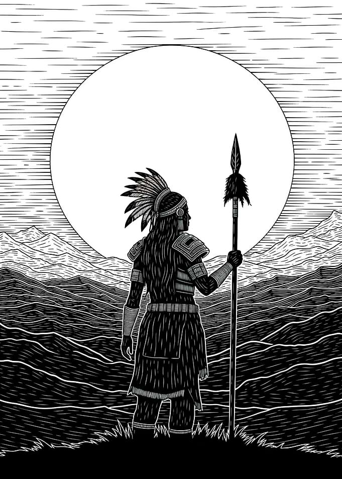 Native American Warrior with Spear