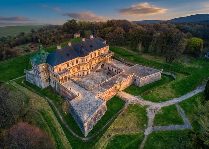Pidhirtsi Castle at Sunset
