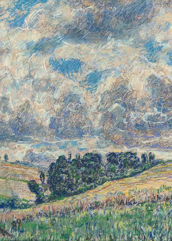 Pastel Landscape with Stormy Sky