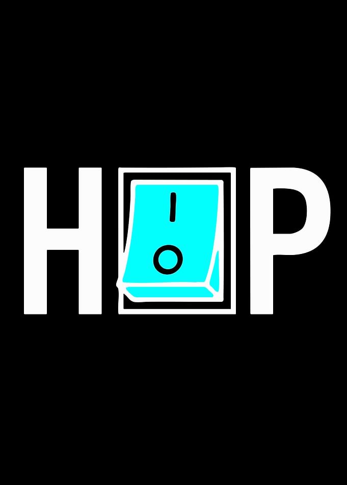 HOP text with switch icon