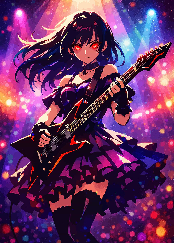 Anime Girl Playing Electric Guitar