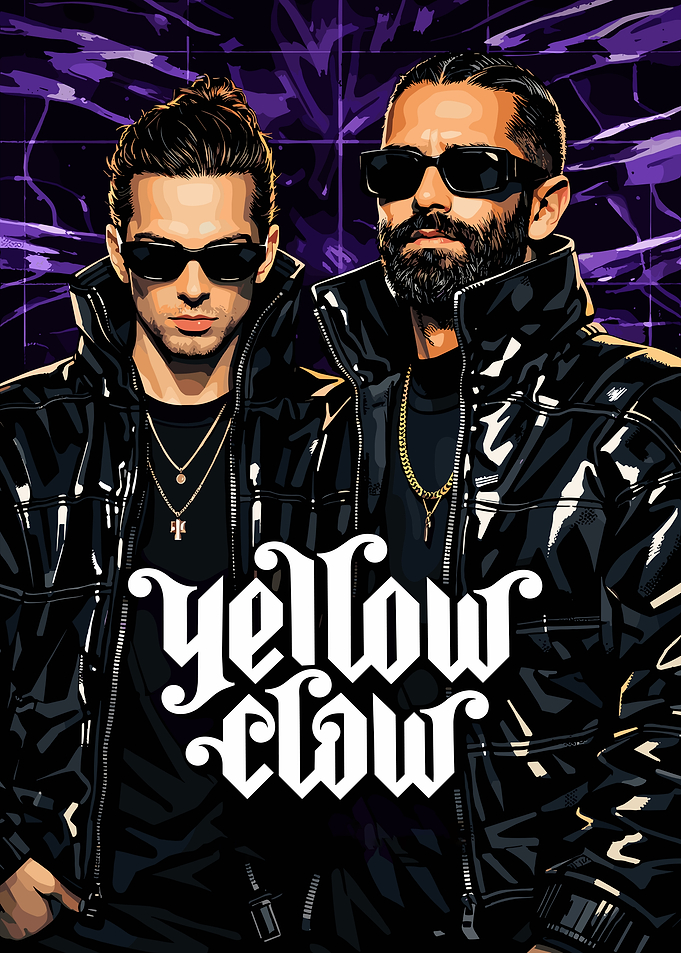 Yellow Claw Duo in Leather Jackets