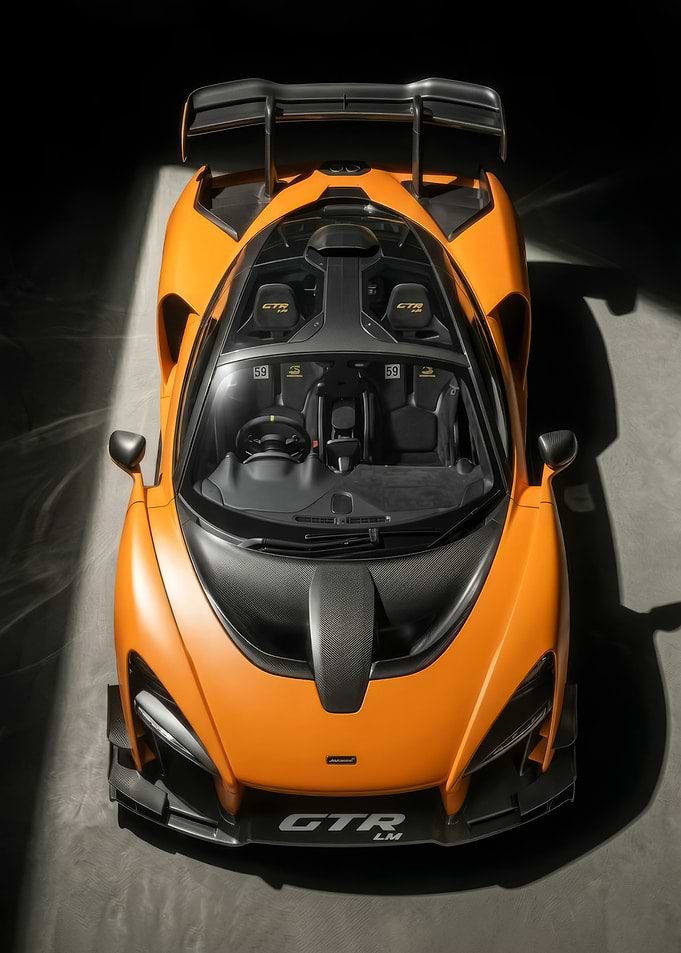 orange McLaren Senna GTR LM Top View