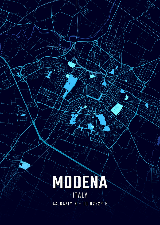 Modena Italy Midnight City Map