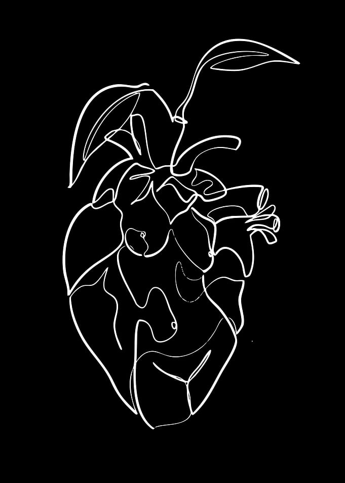 Abstract Heart Line Art