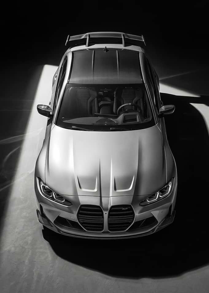 silver BMW M3 g80 Top-down view
