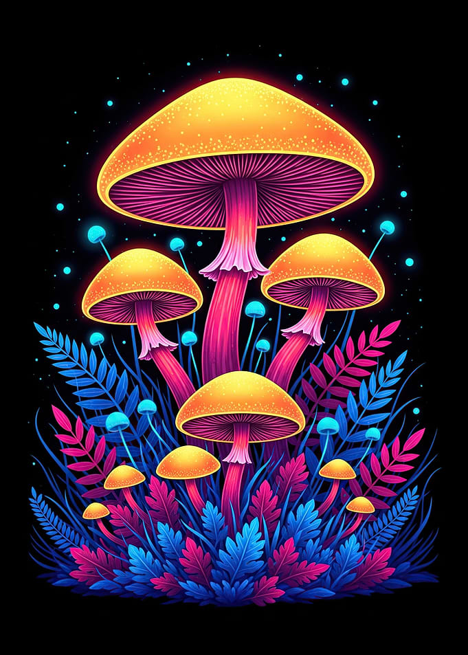 Psychedelic Mushroom Forest