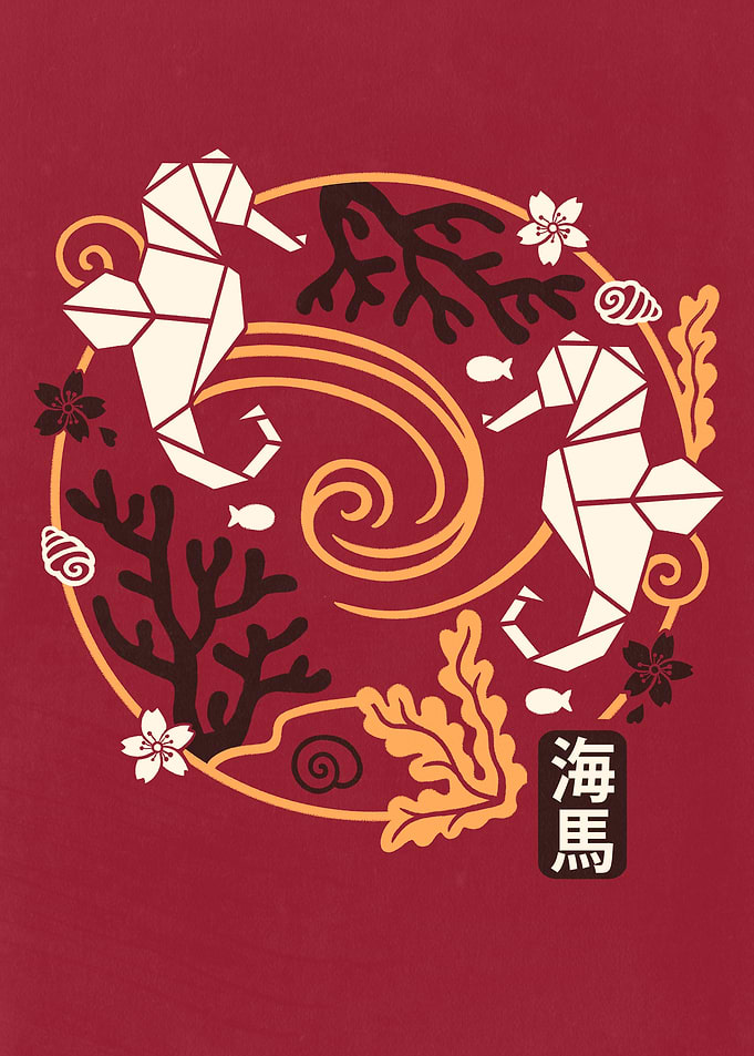 Origami Seahorses and Marine Life