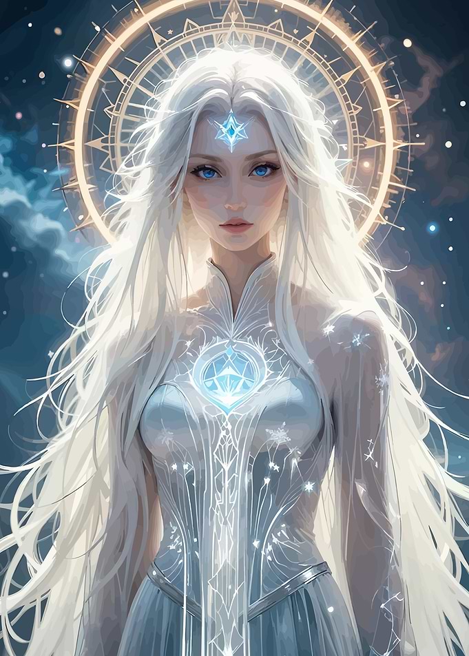 Celestial Woman with Cosmic Aura