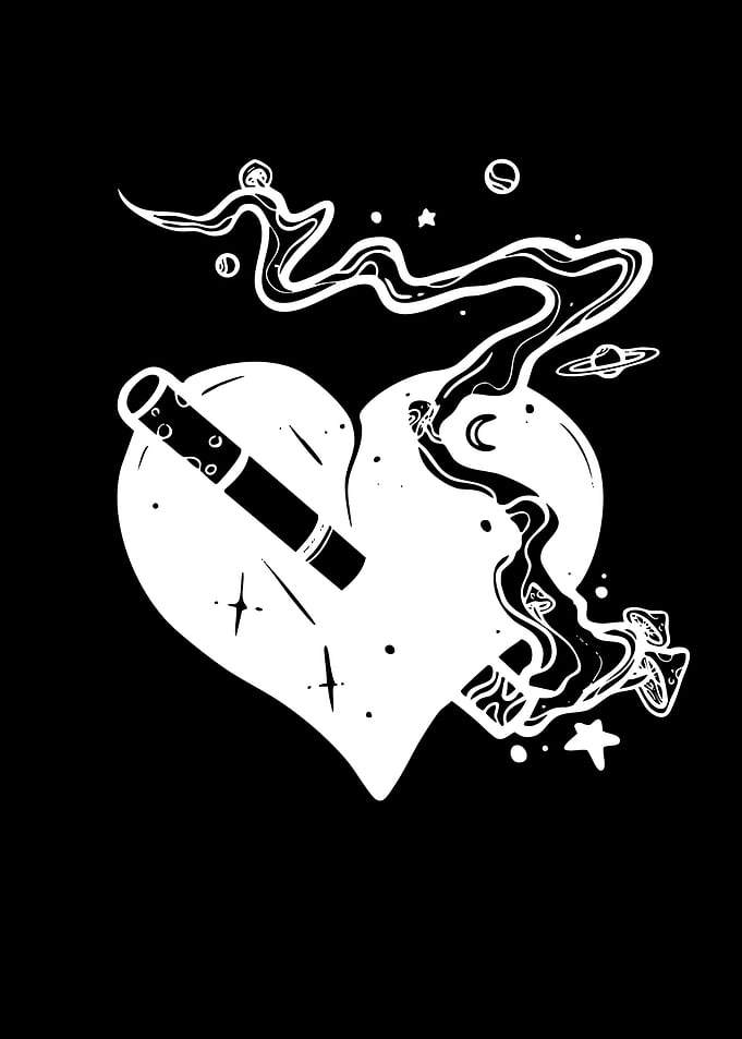 Smoking Heart with Cosmic Elements