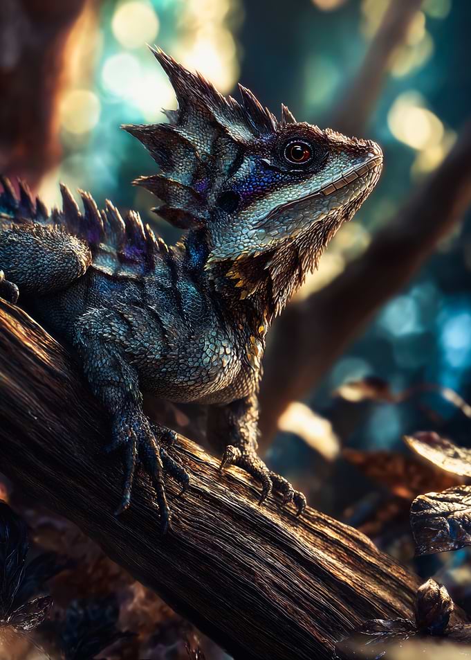 Majestic Horned Lizard Forest Portrait