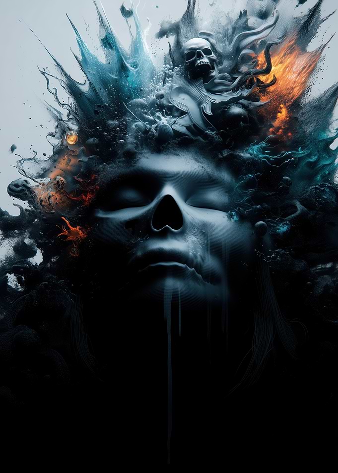 Dark Abstract Skull Face