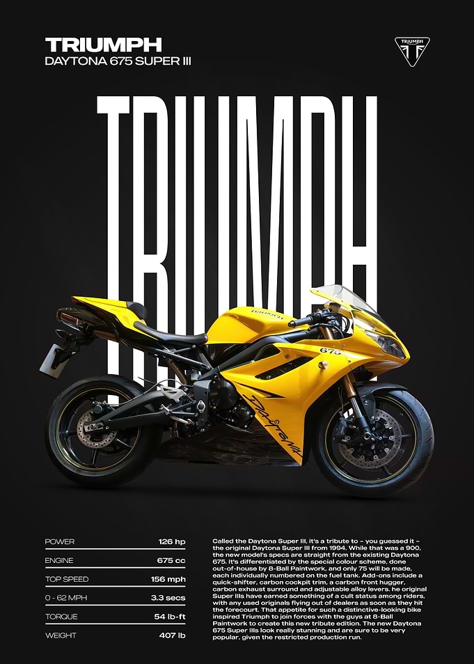 Triumph Daytona 675 Super III Motorcycle Poster