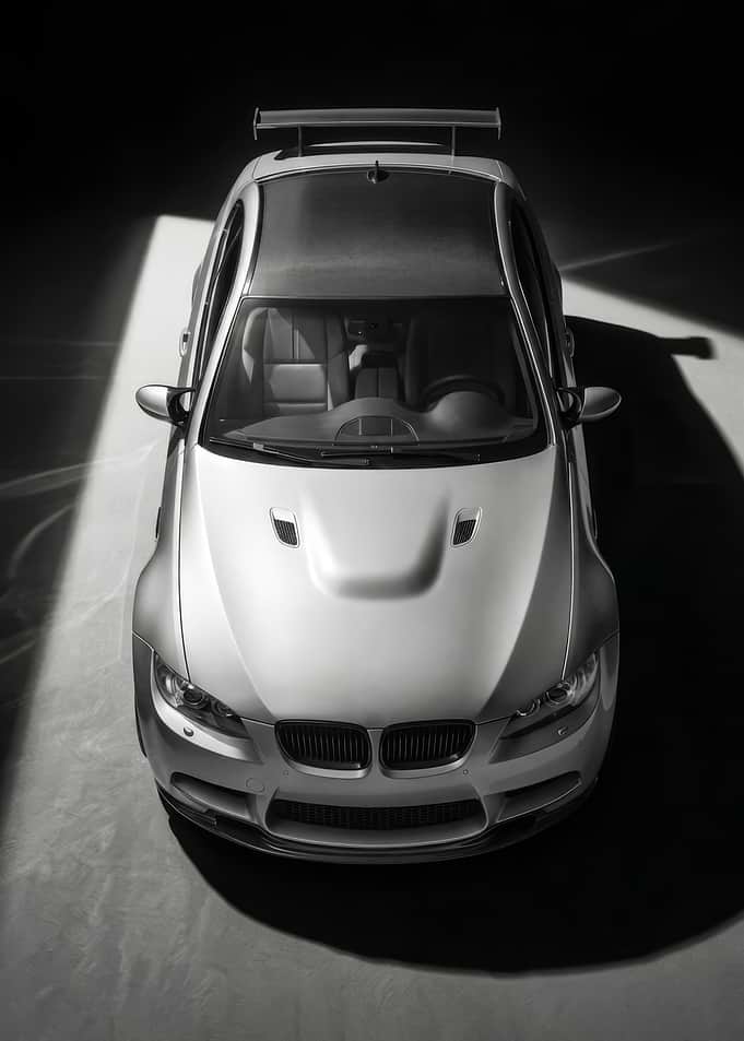 Top view silver BMW M3 e92 poster