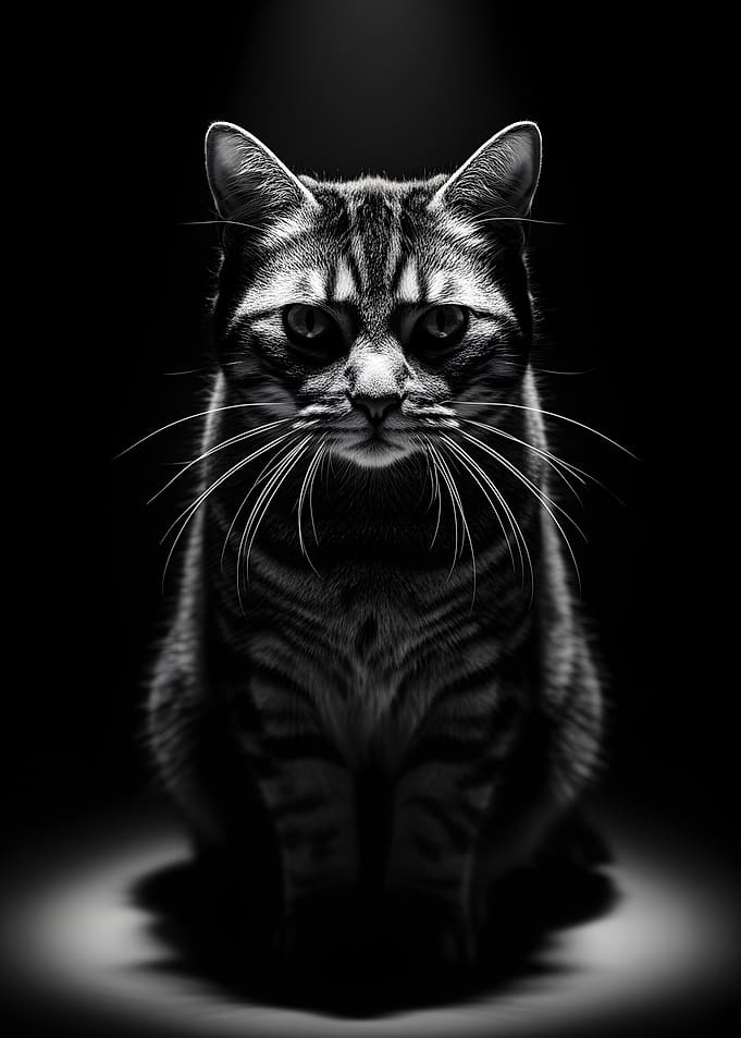 Dramatic Portrait of a Tabby Cat