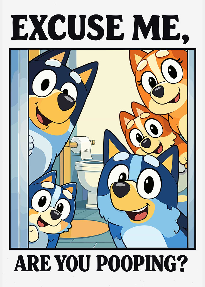 Bluey Family in Bathroom