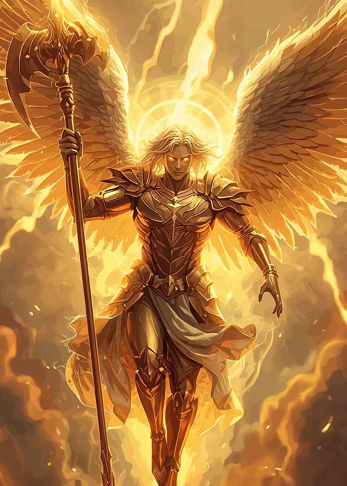 Golden Angel Warrior with Staff