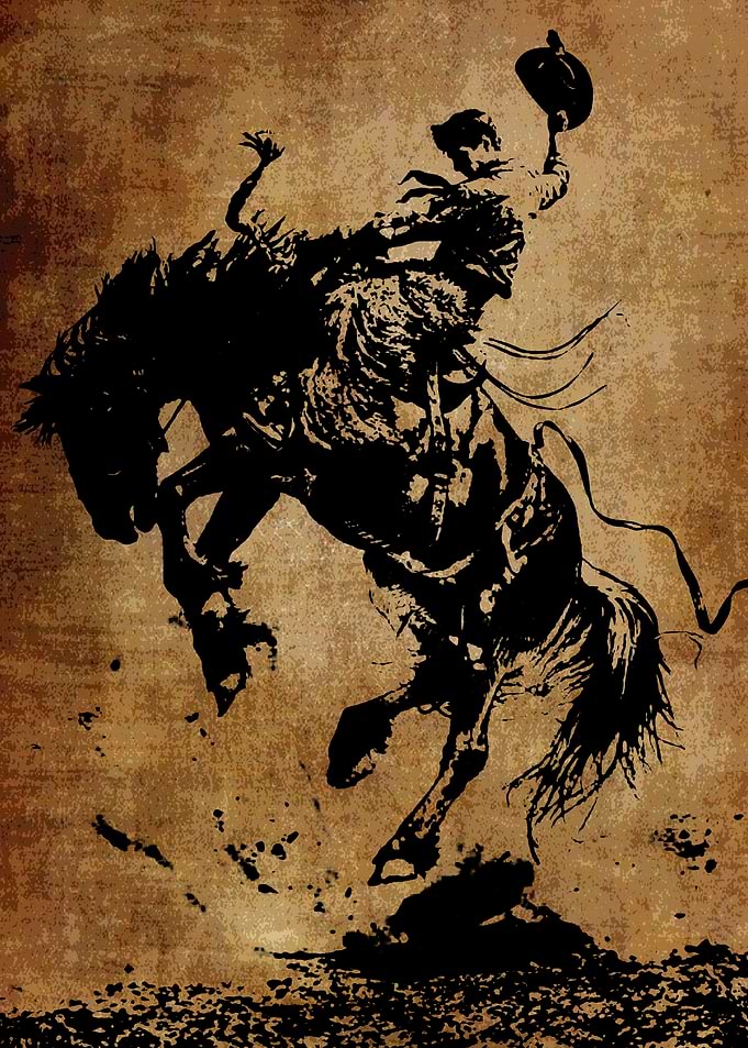 Rodeo Cowboy on Bucking Horse