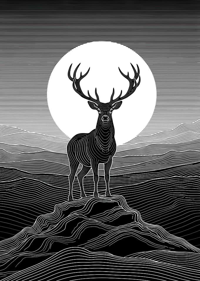 Majestic Stag Against a Full Moon