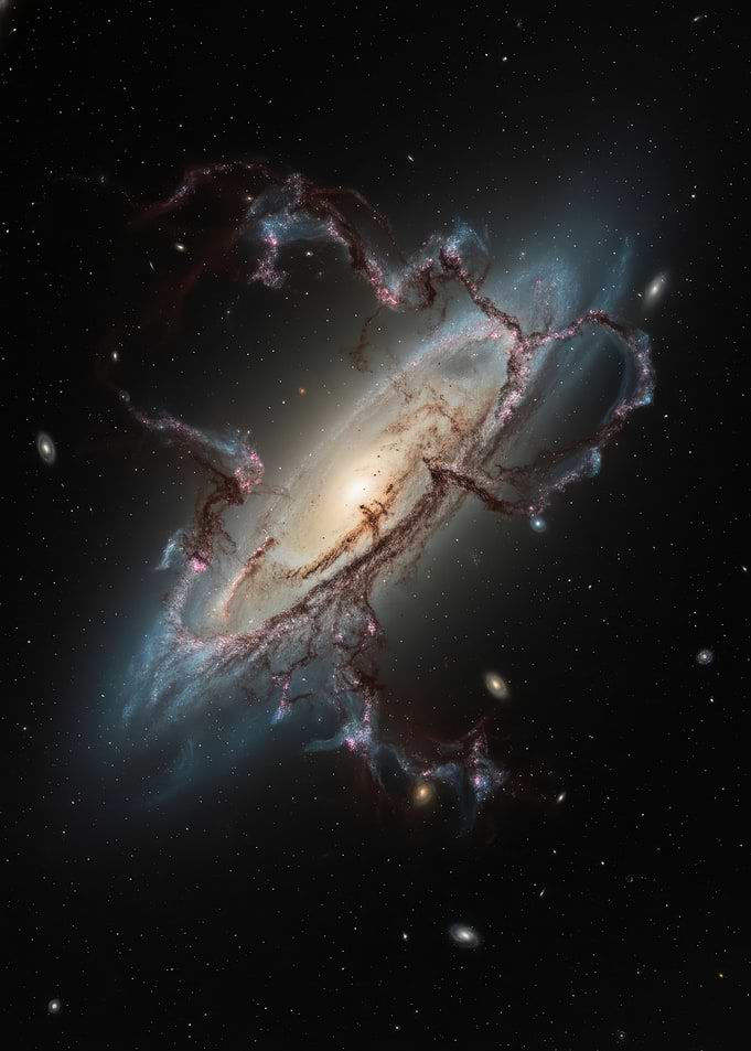 NGC 1316 Peculiar Galaxy - Interacting Galaxies with Cosmic Filaments