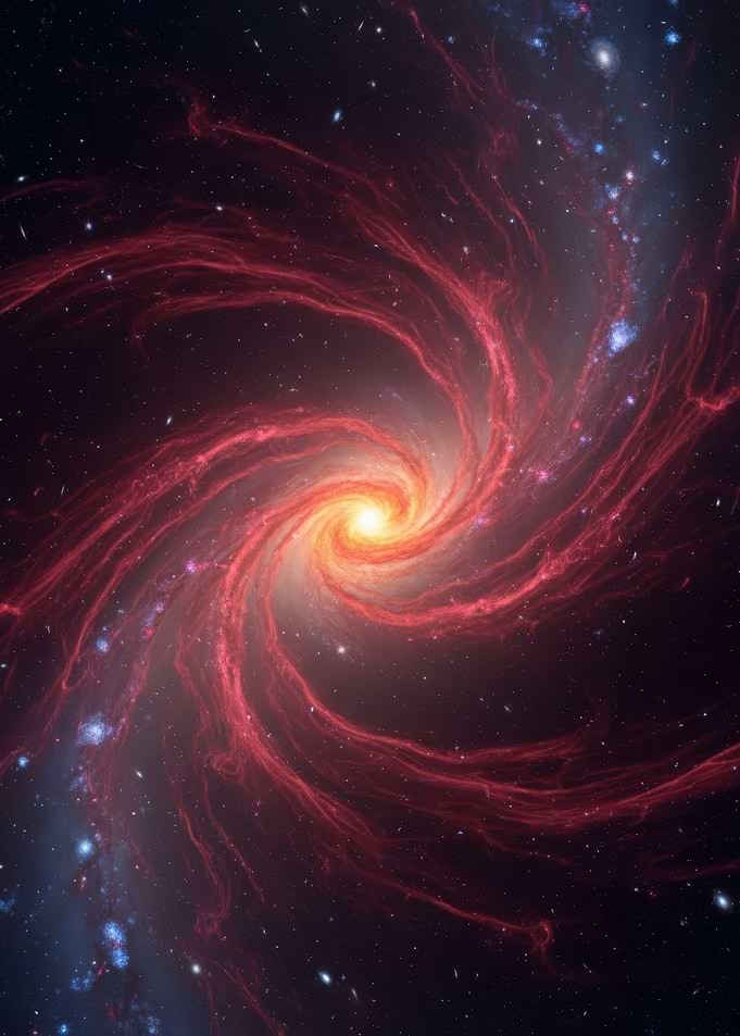 Eye of Sauron - AGN - Swirling Red Galaxy in Deep Space