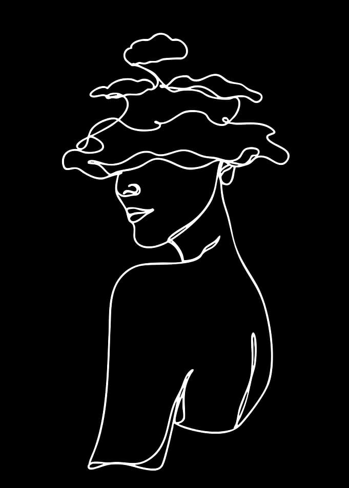 Abstract Woman with Cloud Hair