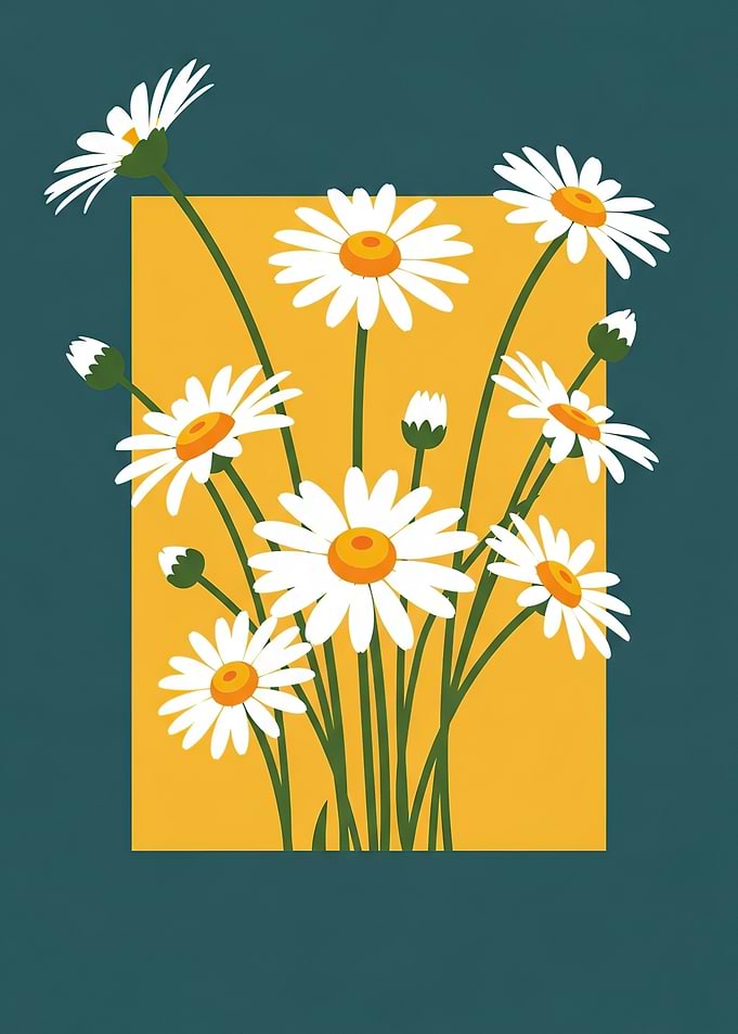 Daisies on a Yellow Background