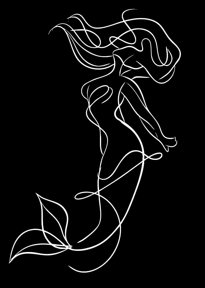 Minimalist Mermaid Line Art