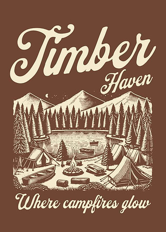 Camping Forest Poster Vintage Engraving Style Nature Landscape Wall Art Outdoor Adventure Decor