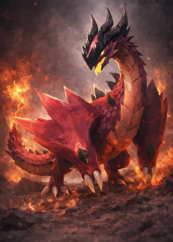 Red Dragon in Flames