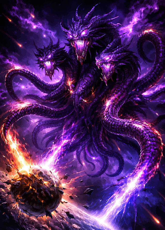 Cosmic Hydra Attacking Planet