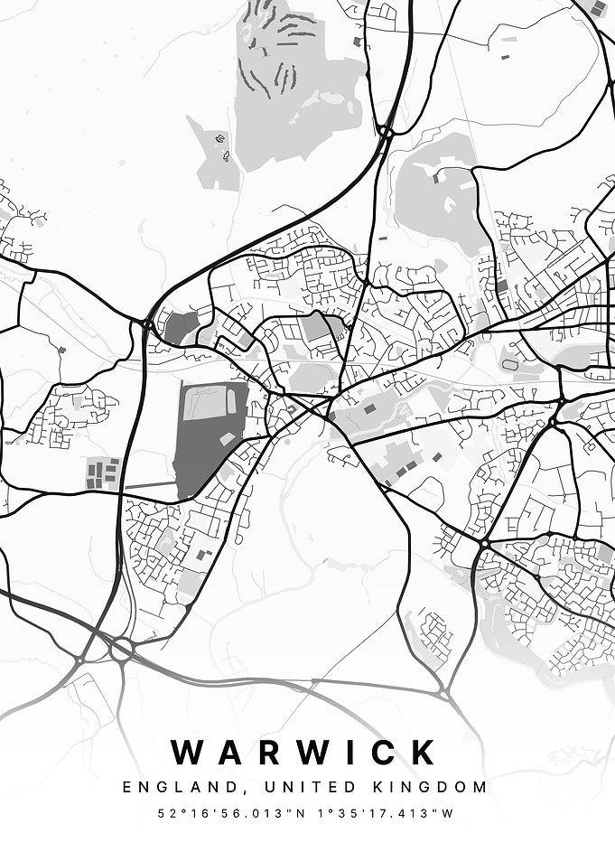 Warwick England Light Map