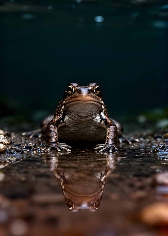 Frog Reflection in Water