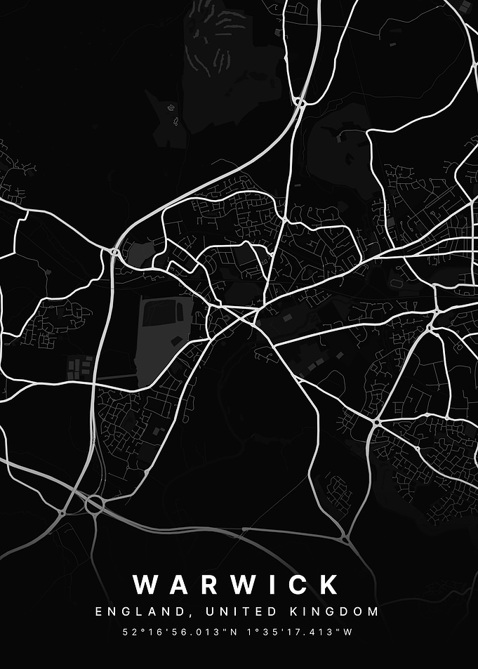 Warwick England Dark Map