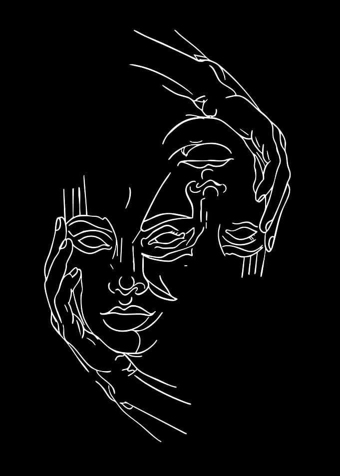 Abstract Line Art Faces