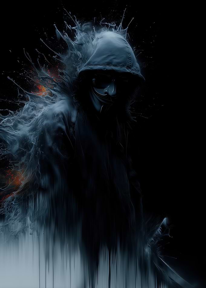 Anonymous Hacker in Digital Splatter