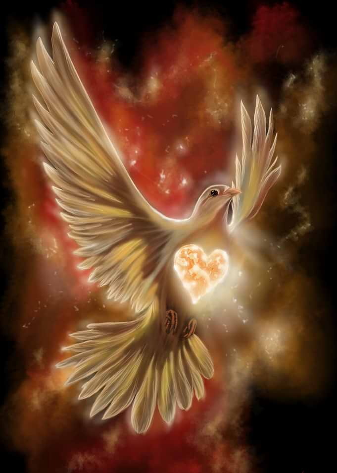 Glowing Dove with Heart