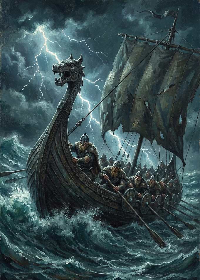 Viking Ship in a Storm