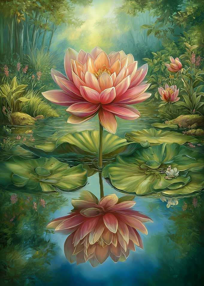 Serene Water Lily Reflection