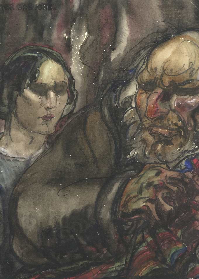 Two figures in a somber mood