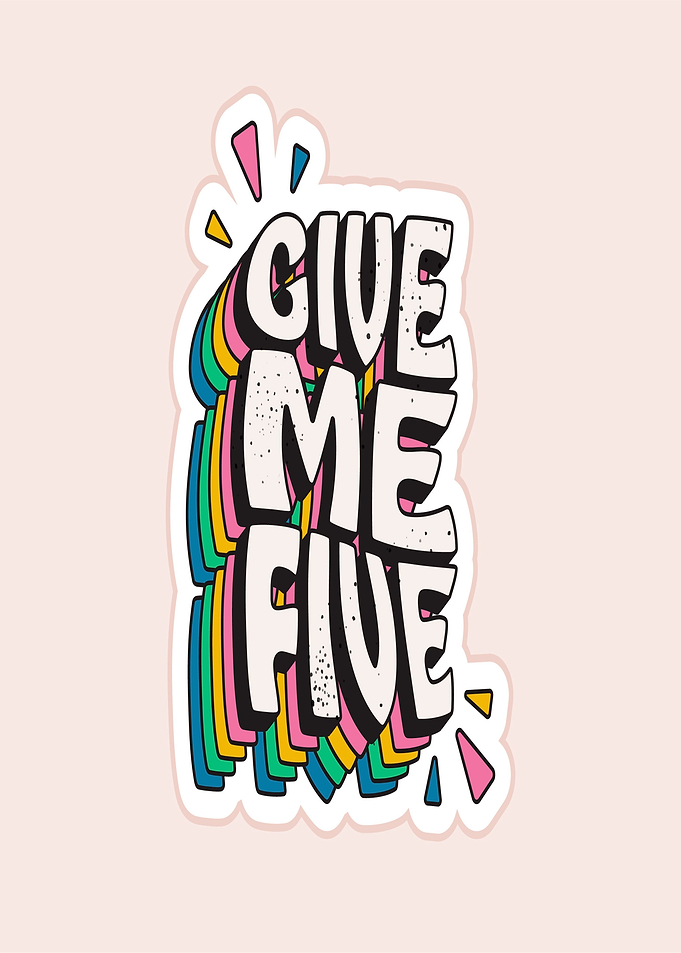 Give Me Five Retro Sticker