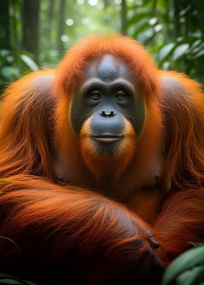 Orangutan in Lush Forest