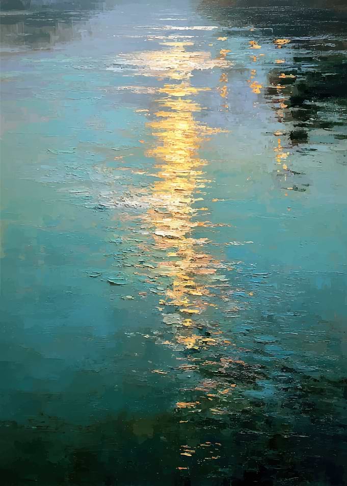 Impressionistic Water Reflection Painting