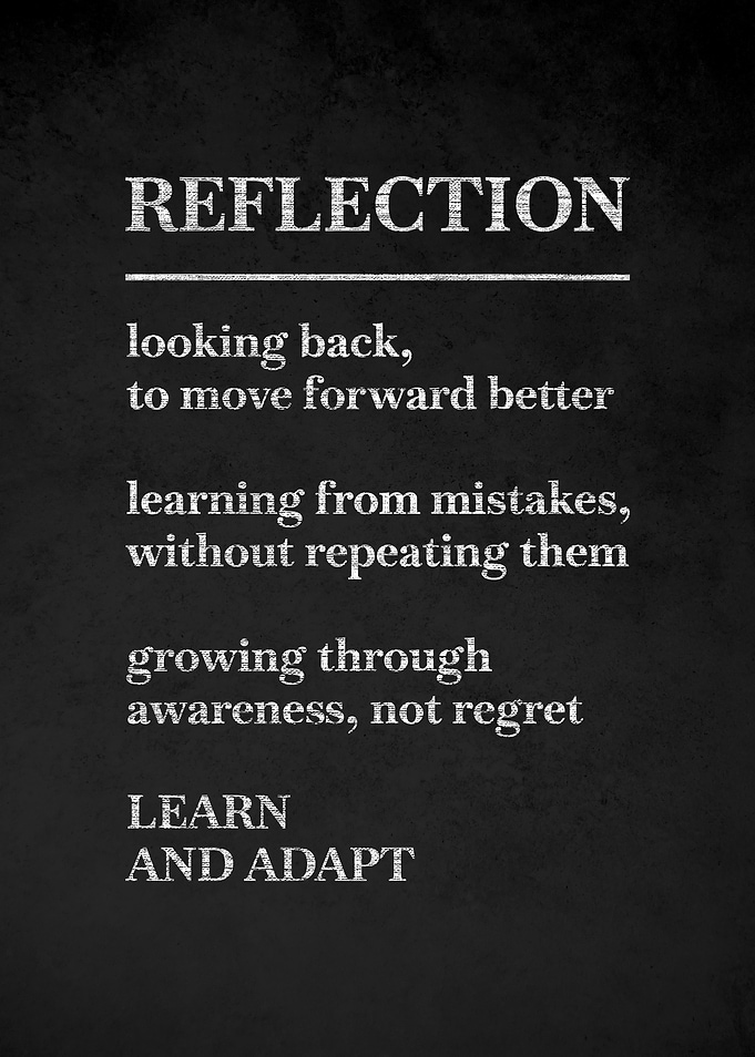 Reflection Learn and Adapt Chalkboard Art