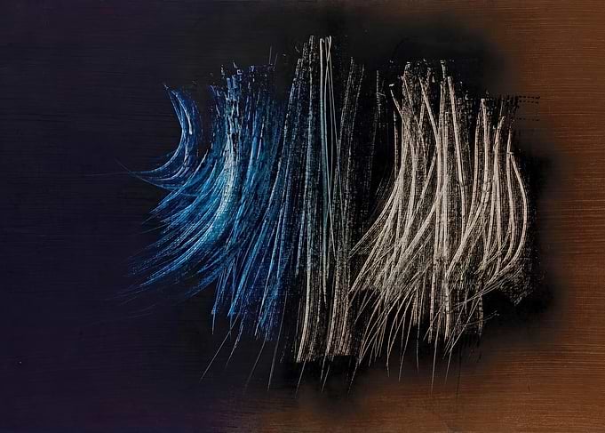 Abstract Brushstrokes of Blue and White