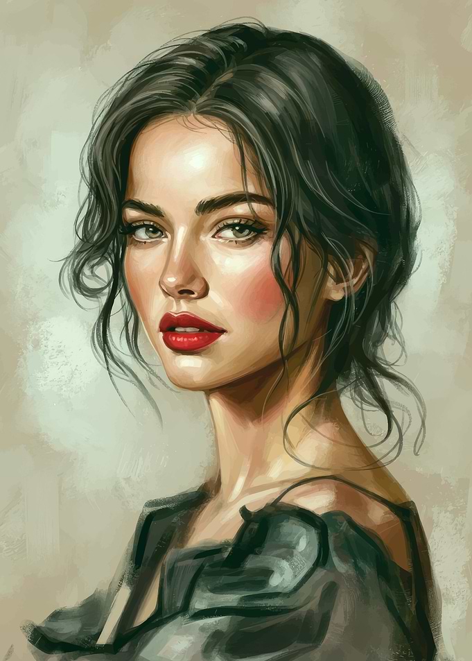 Portrait of a Woman with Red Lips